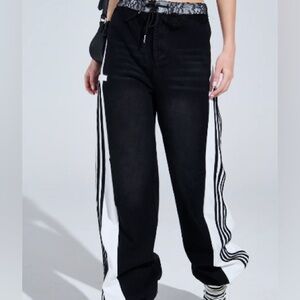 AKIRA Black and White Striped Pants